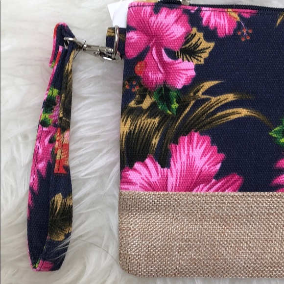 1 LEFT! Habiscus floral wristlet bag - Picture 2 of 6